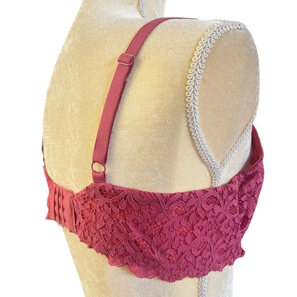 Victoria's Secret Unlined Demi Bra Floral Lace Raspberry Pink Size 38D - Picture 5 of 14